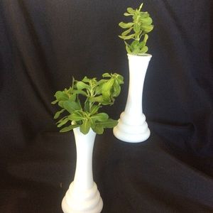 Milk glass white art deco pair of vases 
EUC